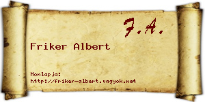 Friker Albert névjegykártya